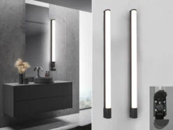 Trio Leuchten LED Bad Wandleuchten 2er Set Mit Steckdose Schwarz 119cm - Spiegelleuchte