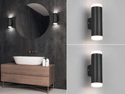 Trio Leuchten LED Badezimmer Wandleuchte 2er Set Up Down In Schwarz 16,6cm - Spiegelleuchte