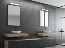 Trio Leuchten LED Badezimmer Wandleuchte FABIO In Schwarz 42,5cm - Spiegelleuchte -Bestes Beleuchtungs Geschäft led badezimmer wandleuchte fabio in schwarz 425cm 1 5