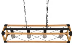 MeineWunschleuchte LED Balken Pendelleuchte 4 Flammig Schwarz Mit Holzbalken Breite 100cm -Bestes Beleuchtungs Geschäft led balken pendelleuchte 4 flammig schwarz mit hol 4