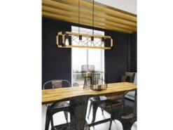 MeineWunschleuchte LED Balken Pendelleuchte 4 Flammig Schwarz Mit Holzbalken Breite 100cm -Bestes Beleuchtungs Geschäft led balken pendelleuchte 4 flammig schwarz mit hol 7