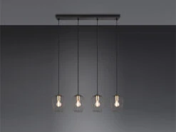 MeineWunschleuchte LED Balkenpendelleuchte Mit Gitter Lampenschirmen In Schwarz, Breite 90cm -Bestes Beleuchtungs Geschäft led balkenpendelleuchte mit gitter lampenschirmen 1 2