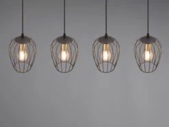 MeineWunschleuchte LED Balkenpendelleuchte Mit Gitter Lampenschirmen In Schwarz, Breite 90cm -Bestes Beleuchtungs Geschäft led balkenpendelleuchte mit gitter lampenschirmen 1 5