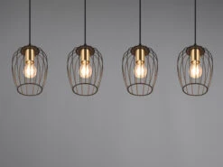 MeineWunschleuchte LED Balkenpendelleuchte Mit Gitter Lampenschirmen In Schwarz, Breite 90cm -Bestes Beleuchtungs Geschäft led balkenpendelleuchte mit gitter lampenschirmen 1 6