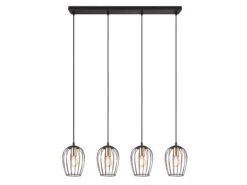 MeineWunschleuchte LED Balkenpendelleuchte Mit Gitter Lampenschirmen In Schwarz, Breite 90cm -Bestes Beleuchtungs Geschäft led balkenpendelleuchte mit gitter lampenschirmen 1 7