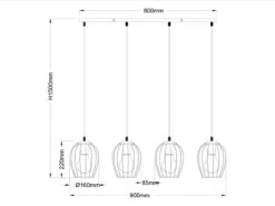 MeineWunschleuchte LED Balkenpendelleuchte Mit Gitter Lampenschirmen In Schwarz, Breite 90cm -Bestes Beleuchtungs Geschäft led balkenpendelleuchte mit gitter lampenschirmen 1 8