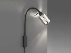 MeineWunschleuchte LED Bettlampe Schwarz Mit Rauchglas - Wand Leselampe Mit Schwanenhals -Bestes Beleuchtungs Geschäft led bettlampe schwarz mit rauchglas wand leselampe 2