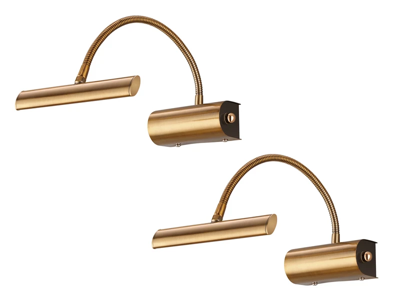 Trio Leuchten LED Bilderleuchte Im 2er Set In Altmessing Mit Flexarm & Drehdimmer 4 Trio Leuchten LED Bilderleuchte Im 2er Set In Altmessing Mit Flexarm & Drehdimmer – Bild 2