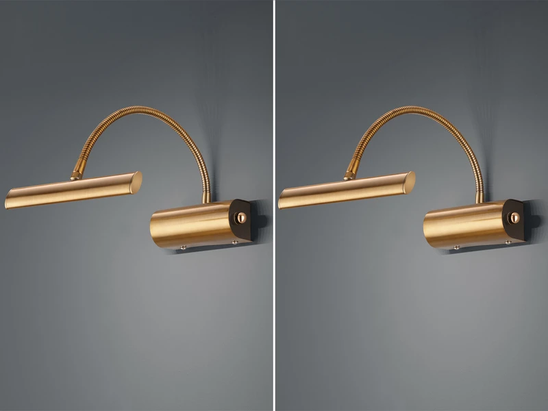 Trio Leuchten LED Bilderleuchte Im 2er Set In Altmessing Mit Flexarm & Drehdimmer 3 Trio Leuchten LED Bilderleuchte Im 2er Set In Altmessing Mit Flexarm & Drehdimmer