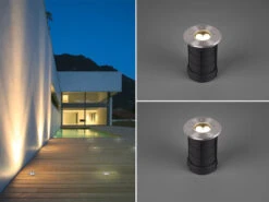 Trio Leuchten LED Bodeneinbauspot Rund 2er Set Edelstahl Ø11cm IP65 Bodenstrahler Für Einfahrt