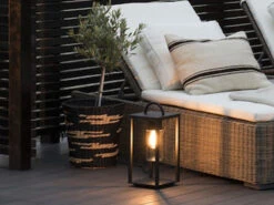 MeineWunschleuchte LED Bodenlaterne Schwarz Aus Stahl Mit Klarglas, Höhe 45,5cm