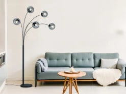 Trio Leuchten LED Bogenlampe Mit 5 Rauchglas Kugeln, Höhe: 180cm -Bestes Beleuchtungs Geschäft led bogenlampe mit 5 rauchglas kugeln hoehe 180cm 4