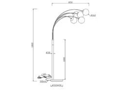Trio Leuchten LED Bogenlampe Mit 5 Rauchglas Kugeln, Höhe: 180cm -Bestes Beleuchtungs Geschäft led bogenlampe mit 5 rauchglas kugeln hoehe 180cm 5