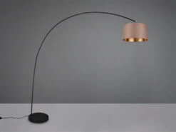 MeineWunschleuchte LED Bogenleuchte Metall Schwarz Stoff Lampenschirm Taupe, 210cm -Bestes Beleuchtungs Geschäft led bogenleuchte metall schwarz stoff lampenschirm 3