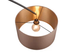 MeineWunschleuchte LED Bogenleuchte Metall Schwarz Stoff Lampenschirm Taupe, 210cm -Bestes Beleuchtungs Geschäft led bogenleuchte metall schwarz stoff lampenschirm 5