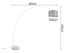 MeineWunschleuchte LED Bogenleuchte Metall Weiß Stoff Lampenschirm Grau, 210cm 11 MeineWunschleuchte LED Bogenleuchte Metall Weiß Stoff Lampenschirm Grau, 210cm -Bestes Beleuchtungs Geschäft led bogenleuchte metall weiss stoff lampenschirm g 2