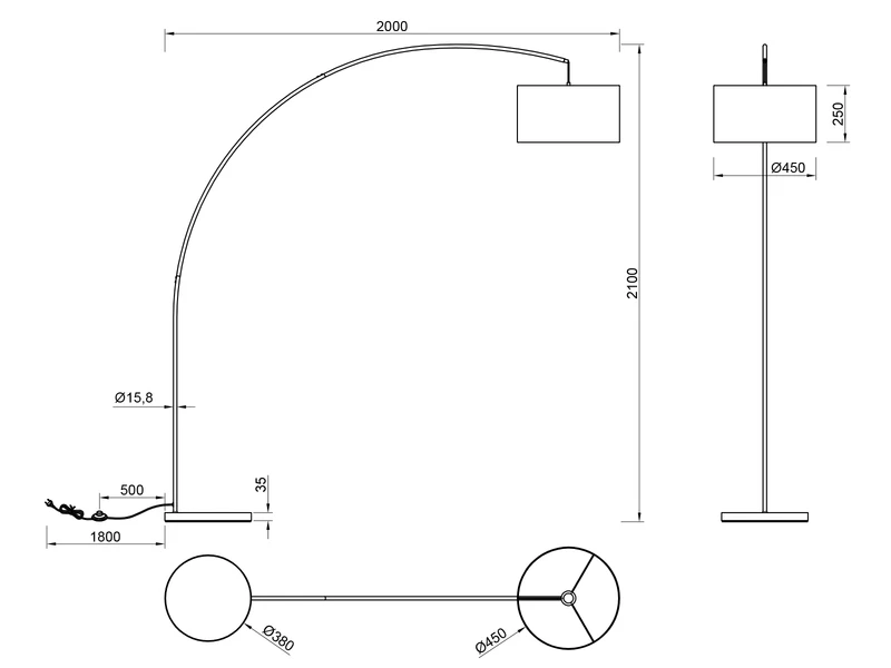 MeineWunschleuchte LED Bogenleuchte Metall Weiß Stoff Lampenschirm Grau, 210cm 7 MeineWunschleuchte LED Bogenleuchte Metall Weiß Stoff Lampenschirm Grau, 210cm – Bild 5
