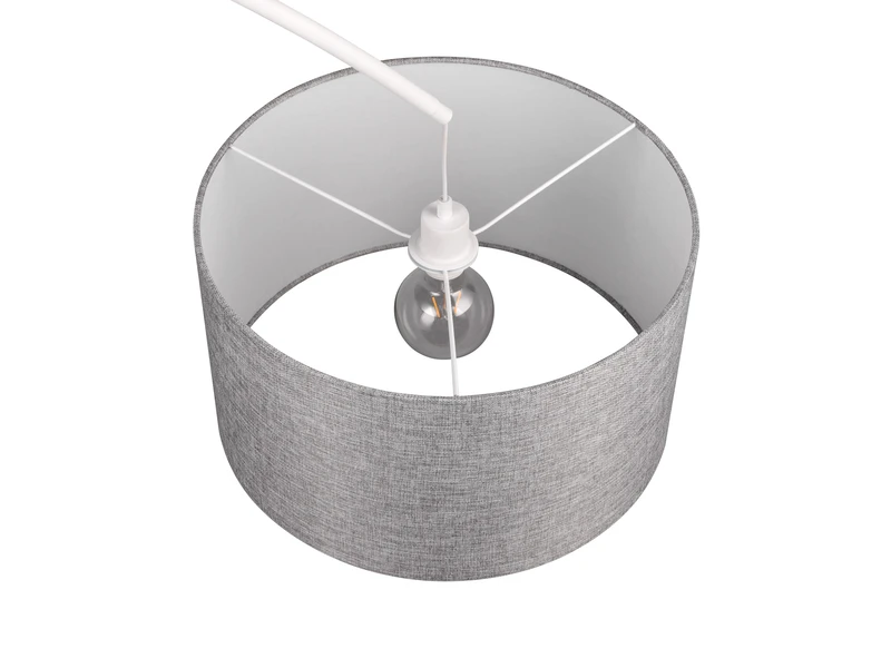 MeineWunschleuchte LED Bogenleuchte Metall Weiß Stoff Lampenschirm Grau, 210cm 9 MeineWunschleuchte LED Bogenleuchte Metall Weiß Stoff Lampenschirm Grau, 210cm – Bild 7