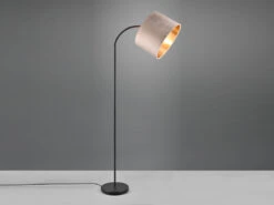 MeineWunschleuchte LED Bogenleuchte Mit Samt Lampenschirm Beige Gold, Höhe 156cm -Bestes Beleuchtungs Geschäft led bogenleuchte mit samt lampenschirm beige gold 1 2