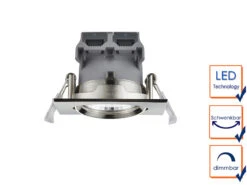 Trio Leuchten LED Deckeneinbaustrahler PAMIR Eckig 3er Set Schwenkbar Dimmbar Silber Matt -Bestes Beleuchtungs Geschäft led deckeneinbaustrahler pamir eckig 3er set schwe 1