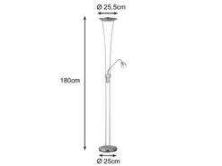 Trio Leuchten LED Deckenfluter ARIZONA Mit Leselampe & Dimmer 180cm Hoch, Silber Matt 10 Trio Leuchten LED Deckenfluter ARIZONA Mit Leselampe & Dimmer 180cm Hoch, Silber Matt -Bestes Beleuchtungs Geschäft led deckenfluter arizona mit leselampe dimmer 180c 7