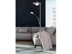 Trio Leuchten LED Deckenfluter BARRIE Mit Leselampe Verstellbar Silber 181cm