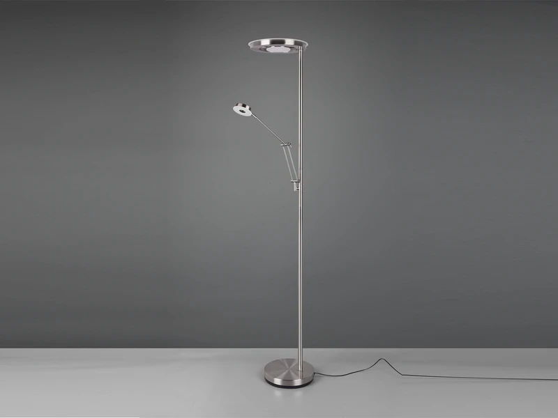 Trio Leuchten LED Deckenfluter BARRIE Mit Leselampe Verstellbar Silber 181cm 5 Trio Leuchten LED Deckenfluter BARRIE Mit Leselampe Verstellbar Silber 181cm – Bild 3