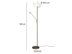 Trio Leuchten LED Deckenfluter BRANTFORD Altmessing Schwenkbar Mit Lesearm, Höhe 180cm -Bestes Beleuchtungs Geschäft led deckenfluter brantford altmessing schwenkbar m 3