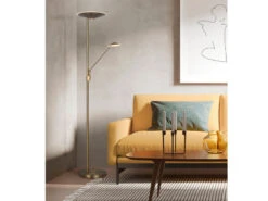 Trio Leuchten LED Deckenfluter BRANTFORD Altmessing Schwenkbar Mit Lesearm, Höhe 180cm -Bestes Beleuchtungs Geschäft led deckenfluter brantford altmessing schwenkbar m 6