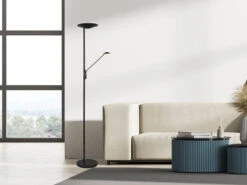 Trio Leuchten LED Deckenfluter BRANTFORD Schwarz Schwenkbar Mit Lesearm, Höhe 180cm -Bestes Beleuchtungs Geschäft led deckenfluter brantford schwarz schwenkbar mit 1 6