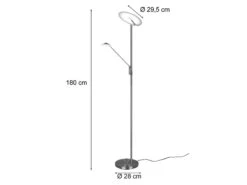 Trio Leuchten LED Deckenfluter BRANTFORD Silber Schwenkbar Mit Lesearm, Höhe 180cm -Bestes Beleuchtungs Geschäft led deckenfluter brantford silber schwenkbar mit l 3