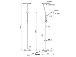 Trio Leuchten LED Deckenfluter BRANTFORD Silber Schwenkbar Mit Lesearm, Höhe 180cm -Bestes Beleuchtungs Geschäft led deckenfluter brantford silber schwenkbar mit l 5