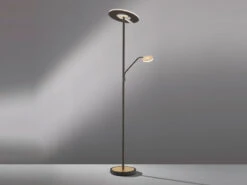 Fischer & Honsel LED Deckenfluter DENT Schwarz / Gold Mit Leselampe Dimmbar - Höhe 180cm -Bestes Beleuchtungs Geschäft led deckenfluter dent schwarz gold mit leselampe d 2