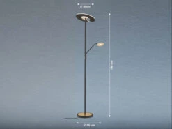 Fischer & Honsel LED Deckenfluter DENT Schwarz / Gold Mit Leselampe Dimmbar - Höhe 180cm -Bestes Beleuchtungs Geschäft led deckenfluter dent schwarz gold mit leselampe d 3