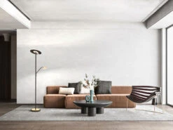 Fischer & Honsel LED Deckenfluter DENT Schwarz / Gold Mit Leselampe Dimmbar - Höhe 180cm -Bestes Beleuchtungs Geschäft led deckenfluter dent schwarz gold mit leselampe d 4