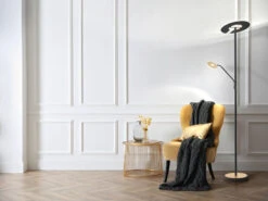 Fischer & Honsel LED Deckenfluter DENT Schwarz / Gold Mit Leselampe Dimmbar - Höhe 180cm -Bestes Beleuchtungs Geschäft led deckenfluter dent schwarz gold mit leselampe d 5