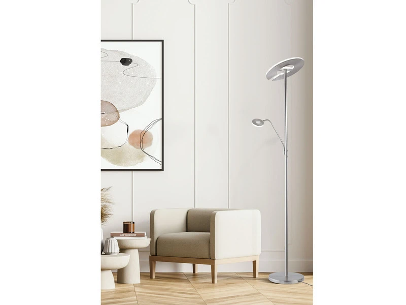 Fischer & Honsel LED Deckenfluter DENT Silber Mit Leselampe Dimmbar - Höhe 180cm 12 Fischer & Honsel LED Deckenfluter DENT Silber Mit Leselampe Dimmbar - Höhe 180cm – Bild 10