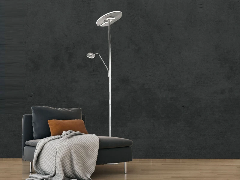 Fischer & Honsel LED Deckenfluter DENT Silber Mit Leselampe Dimmbar - Höhe 180cm 3 Fischer & Honsel LED Deckenfluter DENT Silber Mit Leselampe Dimmbar - Höhe 180cm