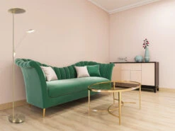 Trio Leuchten LED Deckenfluter EDMONTON Mit Leselampe Verstellbar Messing 179cm