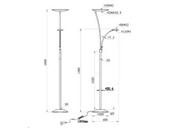 Trio Leuchten LED Deckenfluter GRANBY Messing Schwenkbar Mit Lesearm, Höhe 180cm -Bestes Beleuchtungs Geschäft led deckenfluter granby messing schwenkbar mit les 5