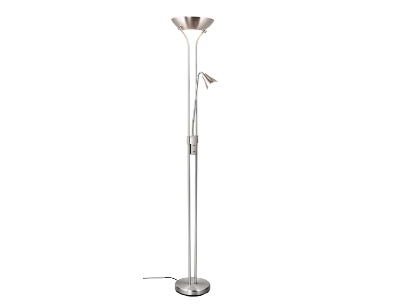 MeineWunschleuchte LED Deckenfluter Mit Leselampe In Silber Matt, Höhe 181,5cm 4 MeineWunschleuchte LED Deckenfluter Mit Leselampe In Silber Matt, Höhe 181,5cm – Bild 2