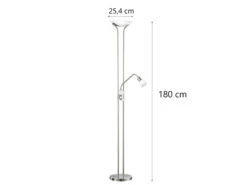 Trio Leuchten LED Deckenfluter SANTO II Dimmbar Mit Leselampe, Silber Matt -Bestes Beleuchtungs Geschäft led deckenfluter santo ii dimmbar mit leselampe si 2