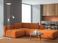 Trio Leuchten LED Deckenfluter SANTO II Dimmbar Mit Leselampe, Silber Matt