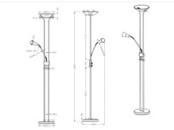Trio Leuchten LED Deckenfluter SANTO II Dimmbar Mit Leselampe, Silber Matt -Bestes Beleuchtungs Geschäft led deckenfluter santo ii dimmbar mit leselampe si 4