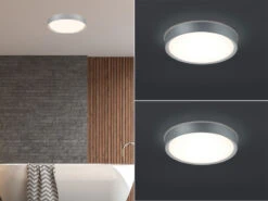 Trio Leuchten LED Deckenleuchte 2er Set In Grau Titanfarben Ø 33cm, IP44 - Badlampen