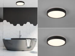 Trio Leuchten LED Deckenleuchte 2er Set In Schwarz Matt Ø 33cm, IP44 - Badlampen