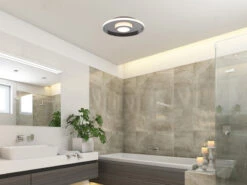 Trio Leuchten LED Deckenleuchte 2er Set Silber Chrom Ø 30cm Mit Switch Dimmer, IP44 -Bestes Beleuchtungs Geschäft led deckenleuchte 2er set silber chrom 30cm mit sw 5