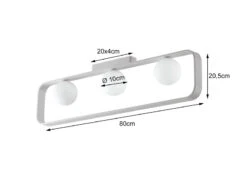 MeineWunschleuchte LED Deckenleuchte 3 Flammig Metall Weiß & Opal Glaskugeln, 80cm Breit -Bestes Beleuchtungs Geschäft led deckenleuchte 3 flammig metall weiss opal glas 3