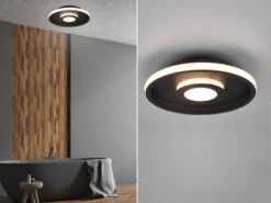 Trio Leuchten LED Deckenleuchte ASCARI, Rund, Schwarz Matt, Ø 30cm, Dimmbar, IP44