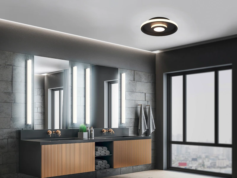 Trio Leuchten LED Deckenleuchte ASCARI, Rund, Schwarz Matt, Ø 30cm, Dimmbar, IP44 8 Trio Leuchten LED Deckenleuchte ASCARI, Rund, Schwarz Matt, Ø 30cm, Dimmbar, IP44 – Bild 6